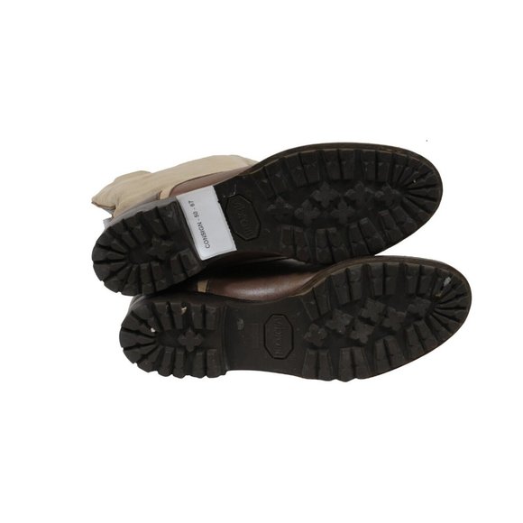 Marni Womens Riding Boots Size US9 EU39 Brown Leather Tan Canvas Vibram Lug Sole - Picture 11 of 11